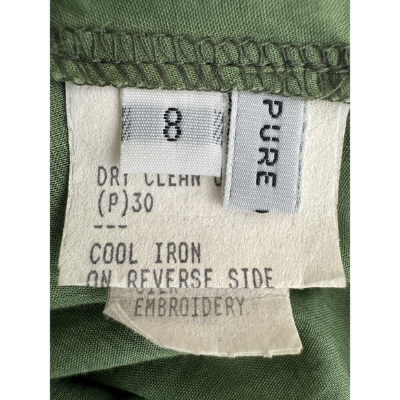 Easton Pearson Peasant Skirt S Cream Tulle Overlay Green Cotton Slip Embroidered - Picture 11 of 16